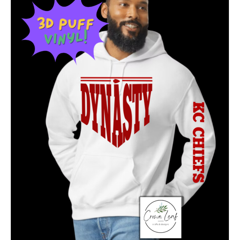 KC Dynasty 3D Puff [White Gildan Crewneck Sweatshirt or Hoodie]  Main Image